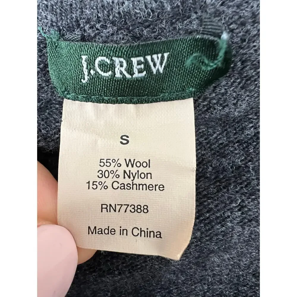 J.Crew Babydoll Gray Wool Cashmere Blend 3/4 Sweater Small